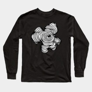 Tree Rings: Black and White Topography Contour Line Art Graphic Wood Pattern Long Sleeve T-Shirt